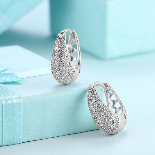 Valentines Crystal Pav'e Earrings Set in 18K White Gold