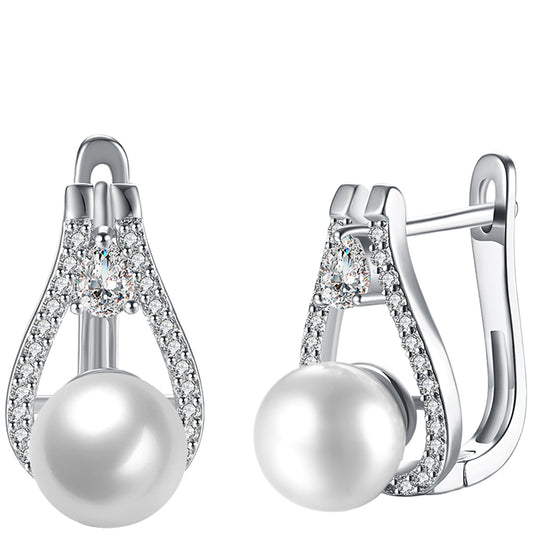 Pearl Earrings Set in 18K White Gold